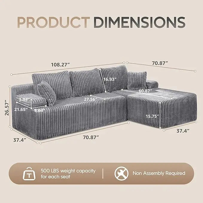 Modular Sectional Sofa Couches 108"
