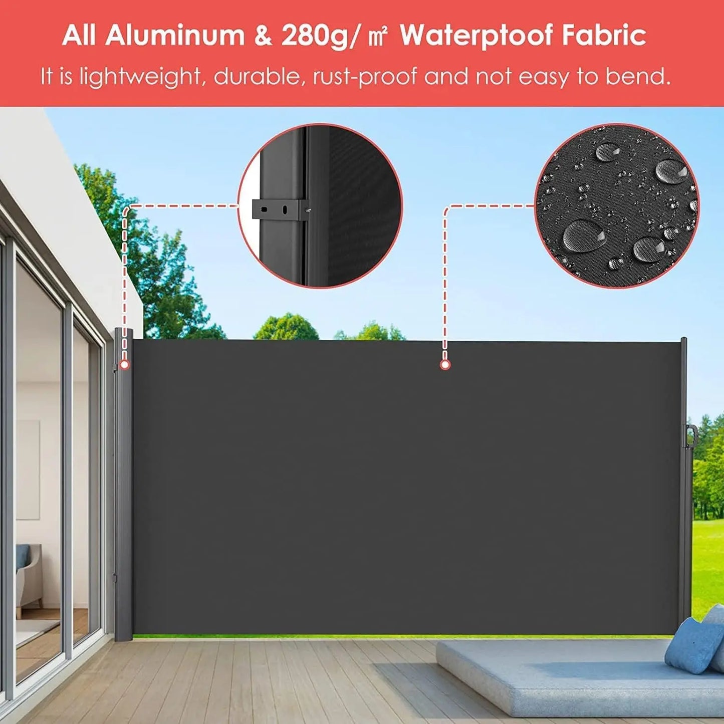Patio Privacy Screen for Garden, Balcony, Courtyard Dark Grey, 118.1" x 70.9"