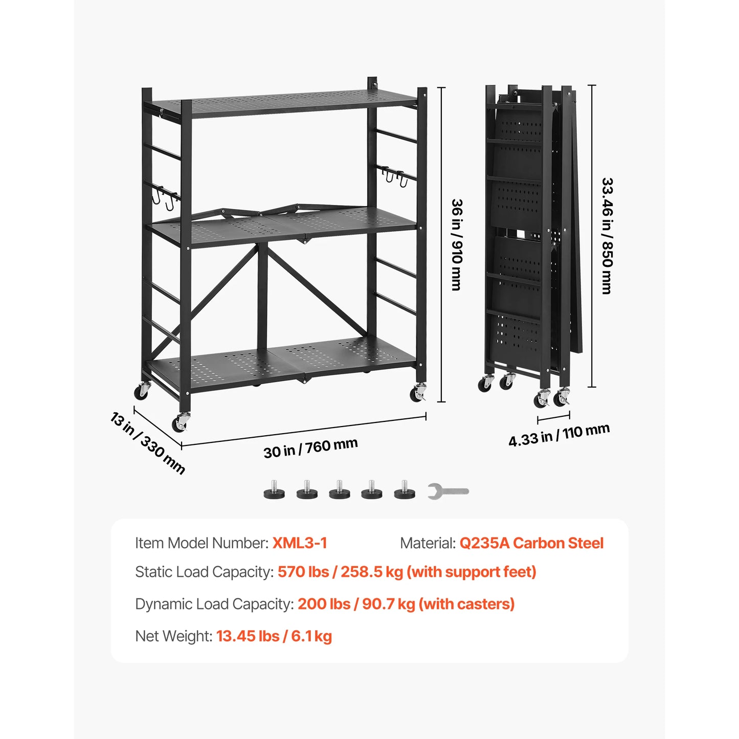 SucceBuy 6/5/4/3 Tier Black Shelving Unit Organizer for Garage Kitchen