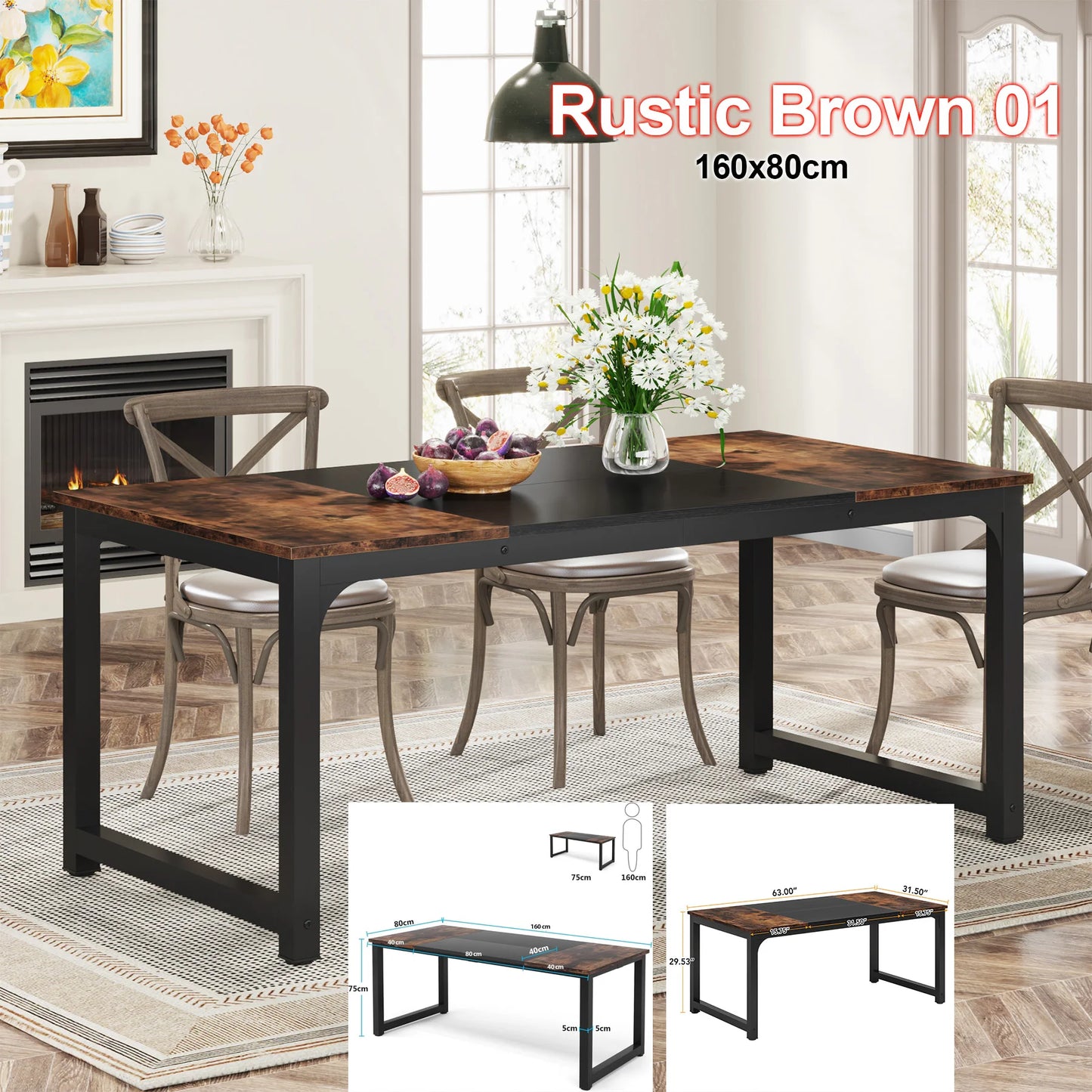 Tribesigns Rectangular Dinner Table for Dining Room