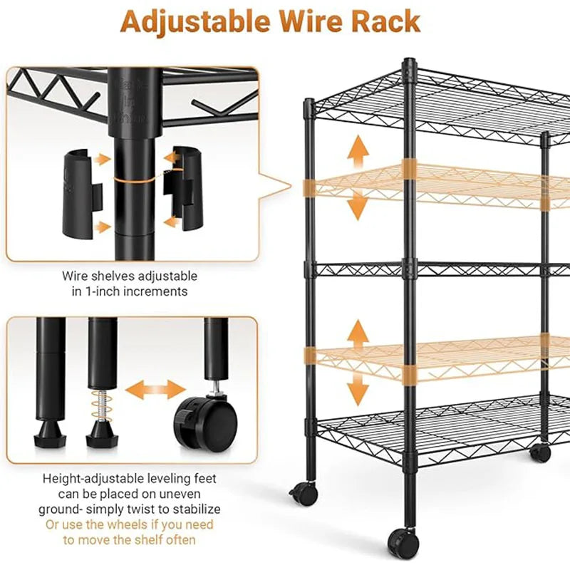 YSSOA Heavy Duty 3-Shelf Shelving with Wheels