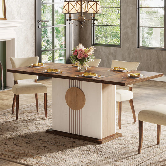55" Rectangular Farmhouse Wood Dinner Table
