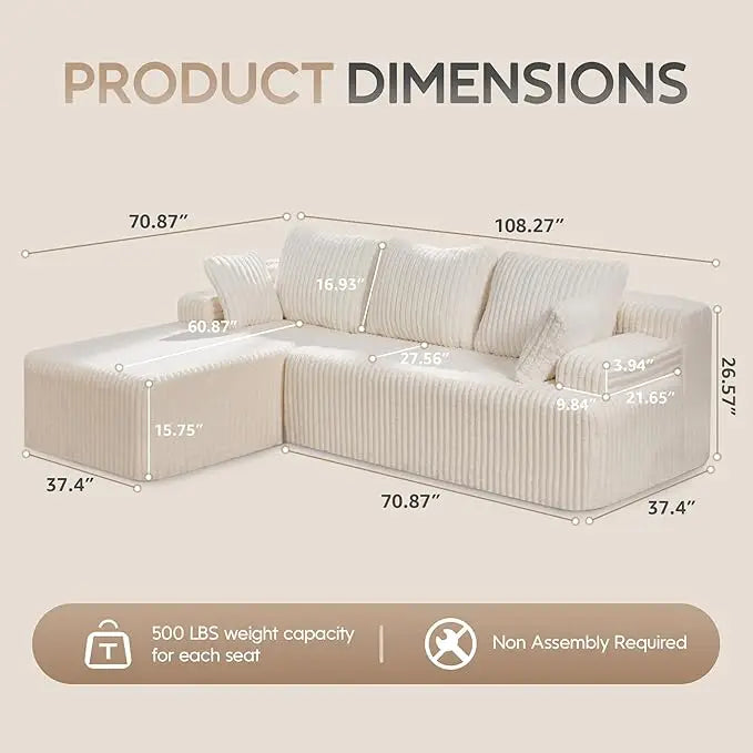 Modular Sectional Sofa Couches 108"