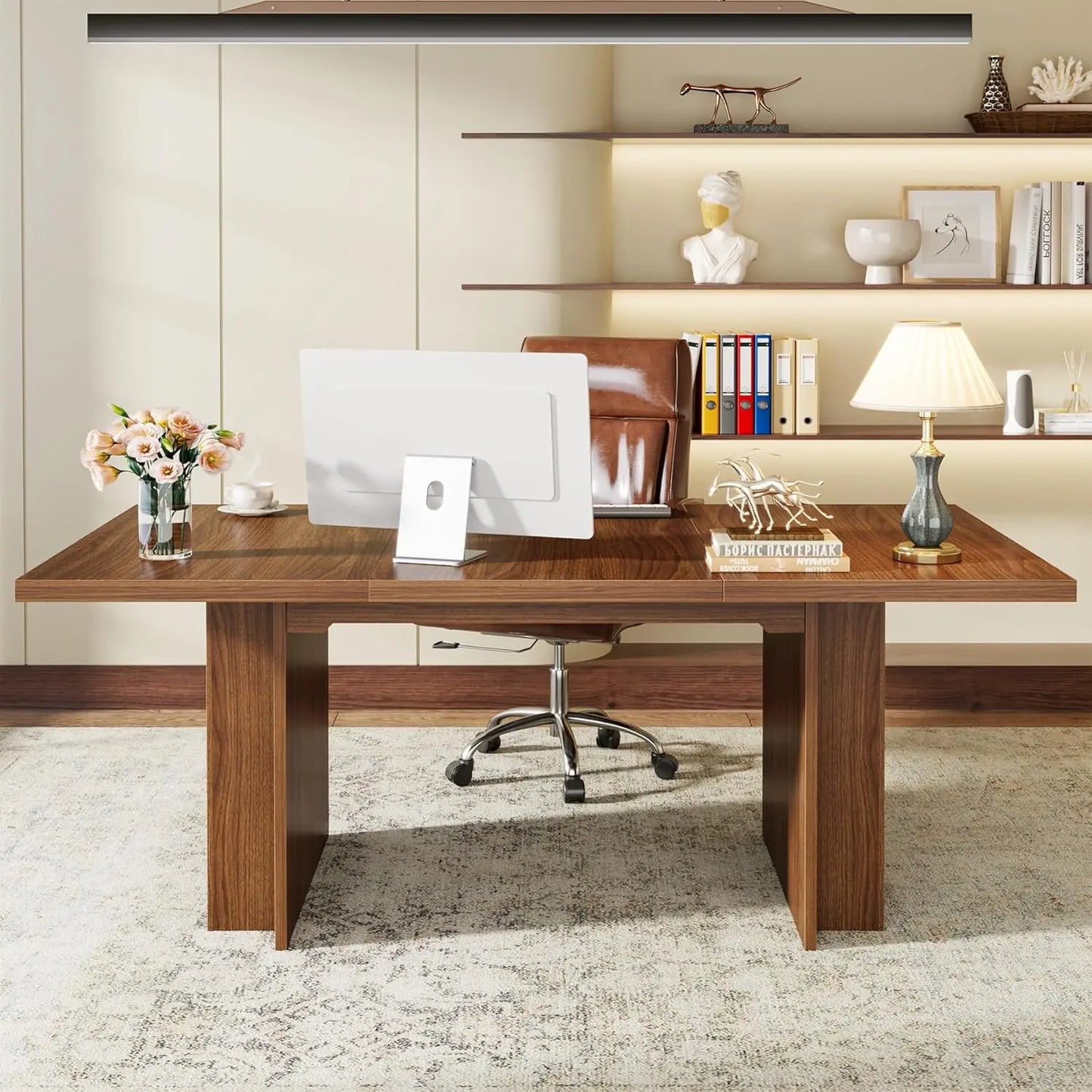 63-Inch Rectangular Kitchen Table with Storage