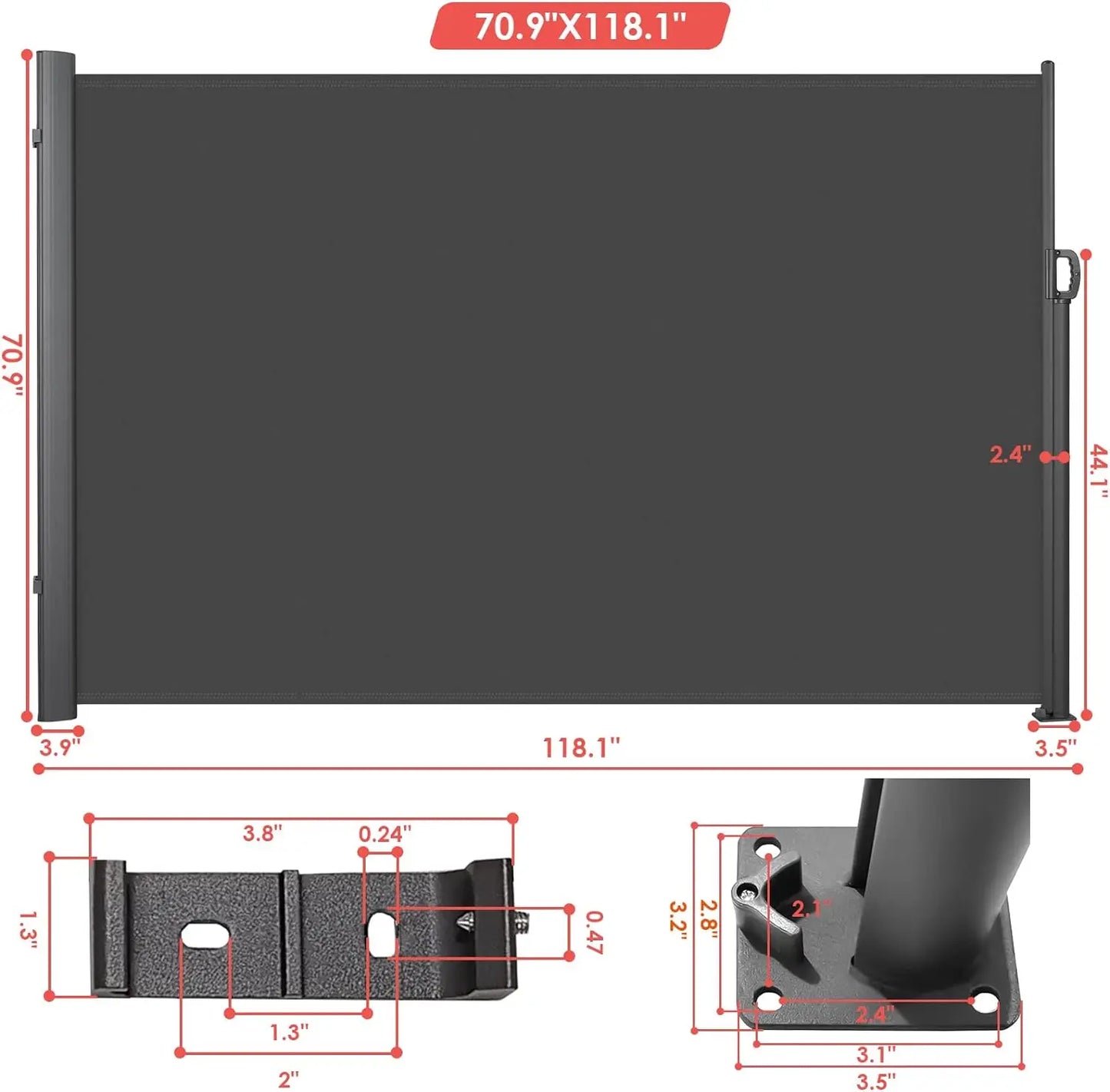 Patio Privacy Screen for Garden, Balcony, Courtyard Dark Grey, 118.1" x 70.9"