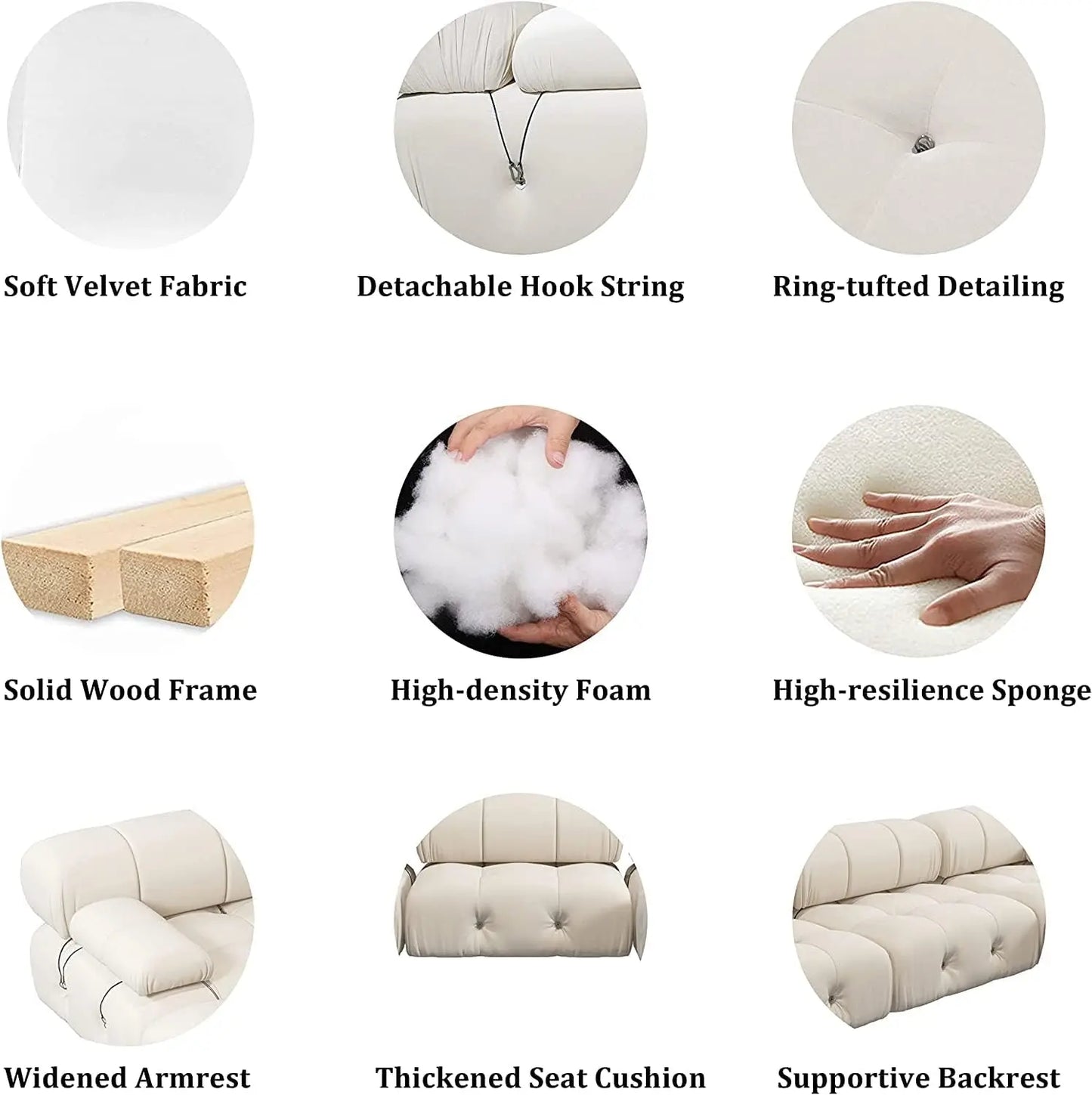 Modern Velvet Convertible Couches 3 Seats Living Room Sofa Sets for Office Apartment