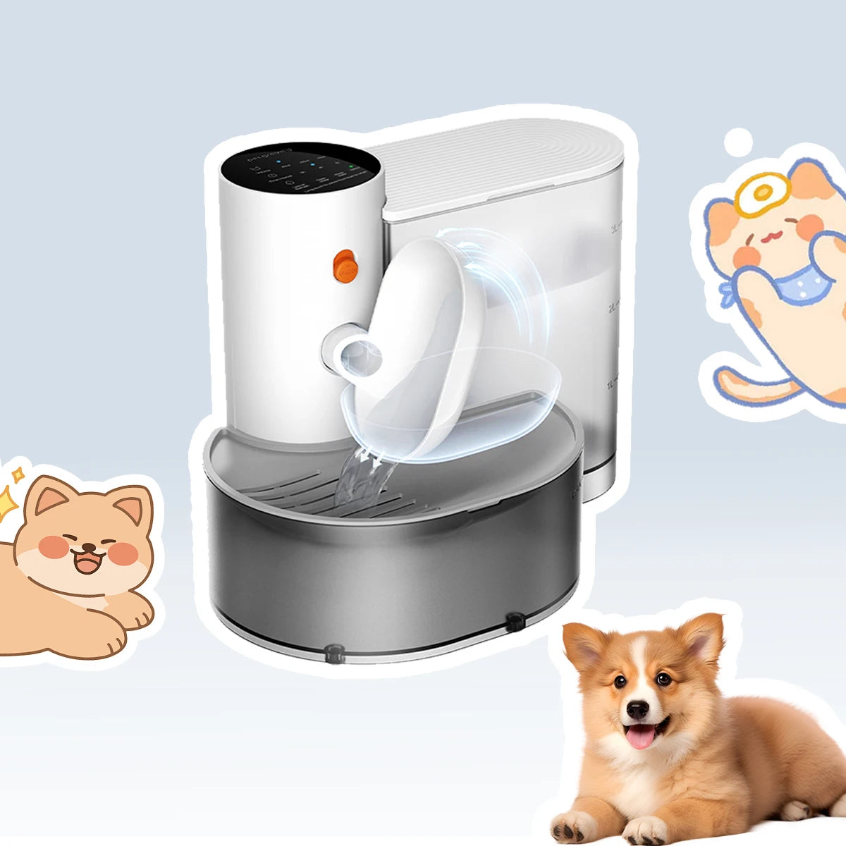 Dumping Dog Water Dispenser Rechargeable Automatic Water Feeder