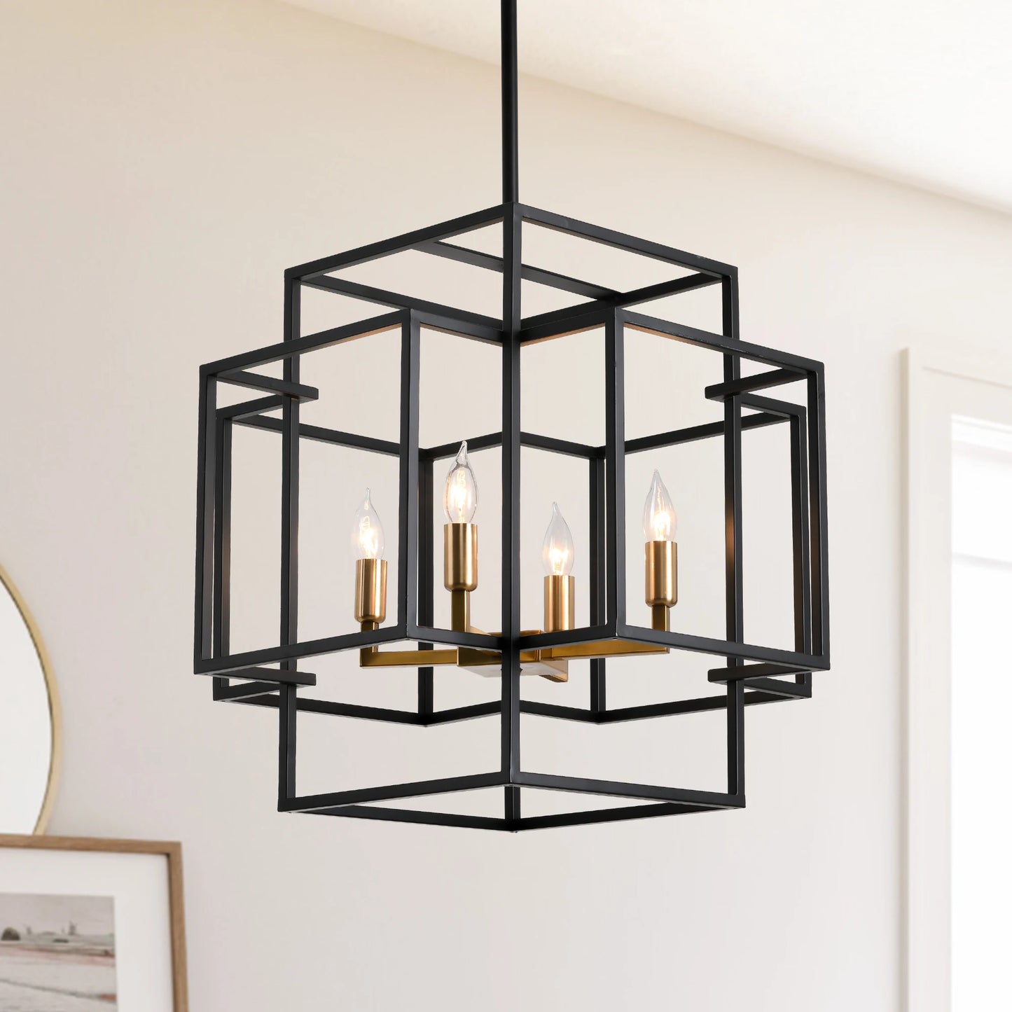 4-Lights Pendant Lights Fixtures Hanging Chandelier