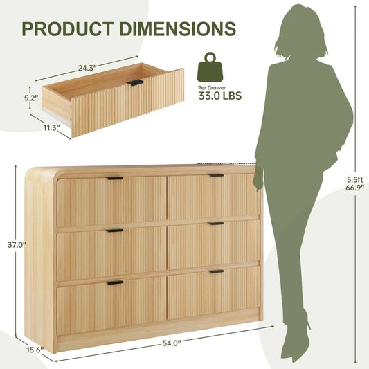 54" Wide Wooden Dresser