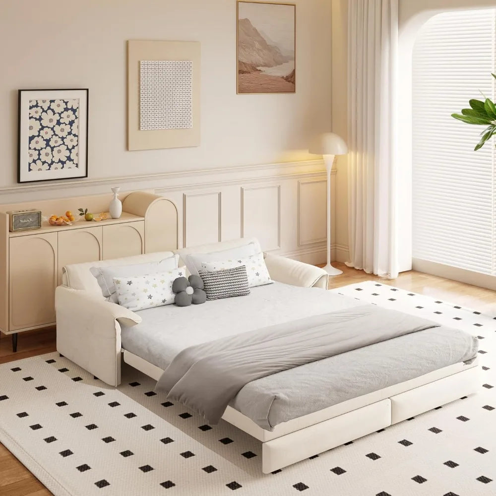 66" Queen Size Pull Out Sofa Bed