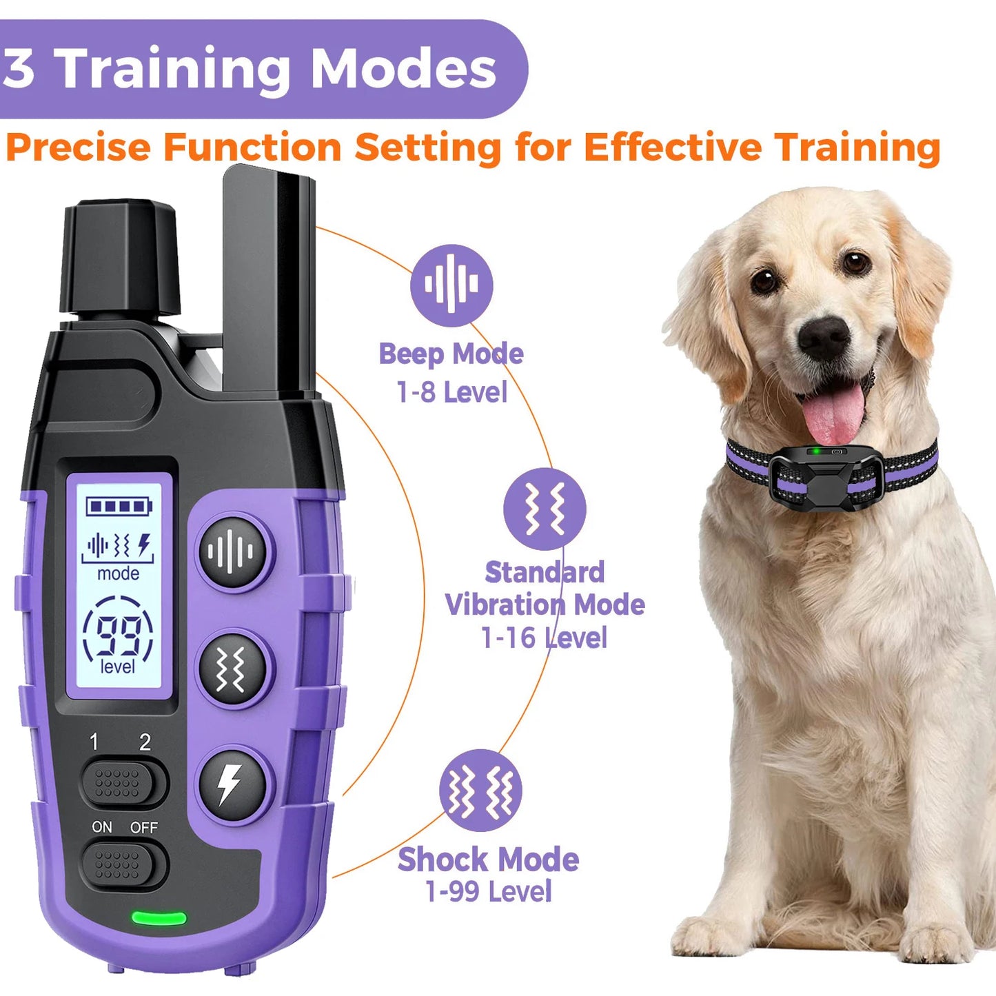 3300Ft Electric Dog Training Collar Remote Control Waterproof Pet Behavior