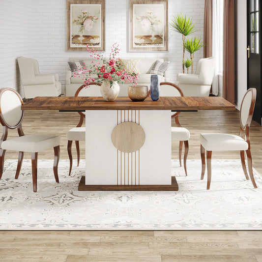 55" Rectangular Farmhouse Wood Dinner Table