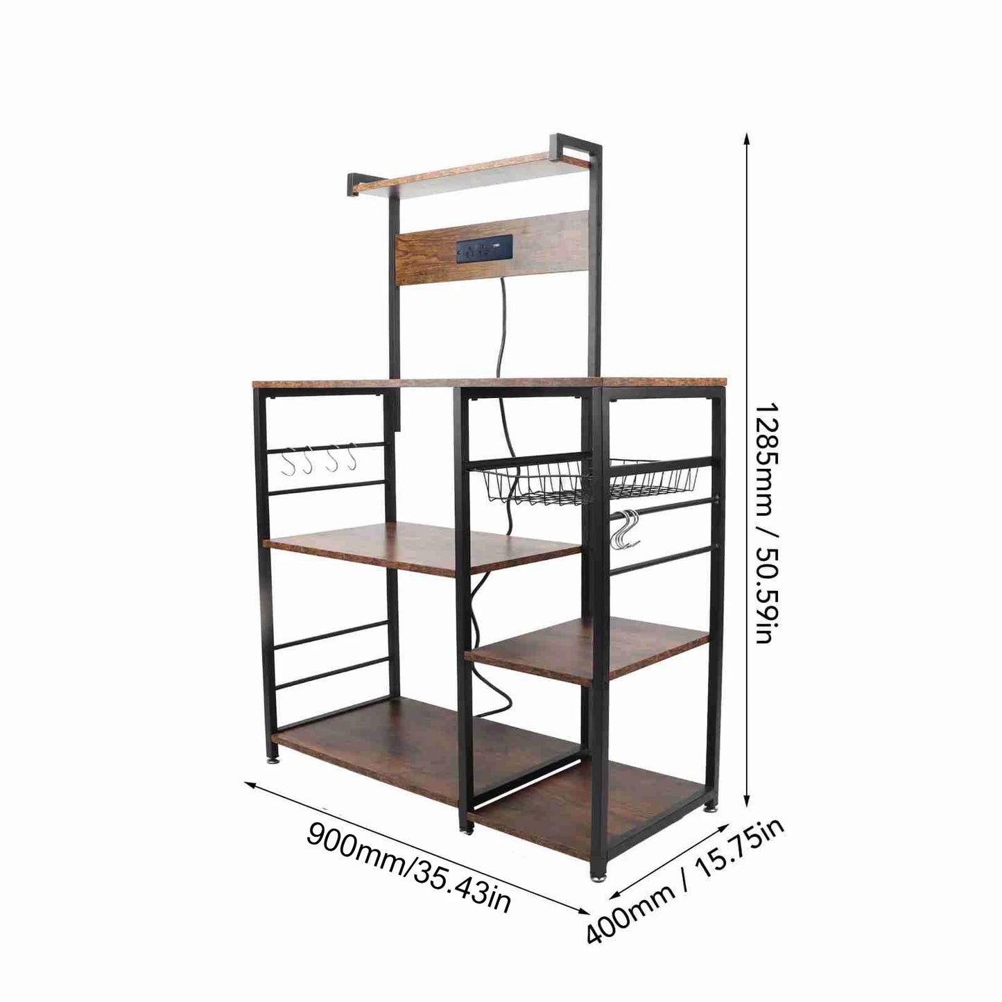 Kitchen Bakers Rack Steel Wood Multi Tier Microwave Oven Stand