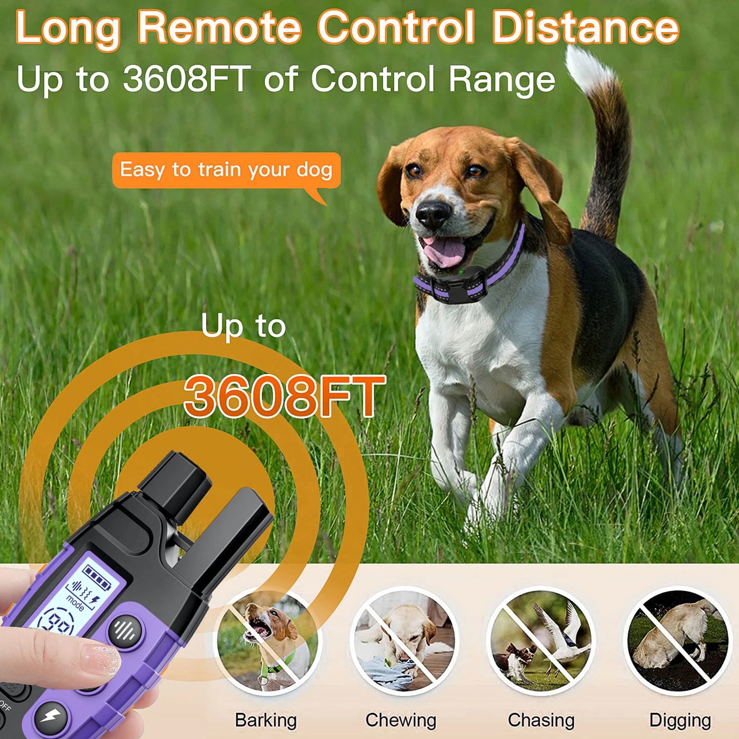 3300Ft Electric Dog Training Collar Remote Control Waterproof Pet Behavior