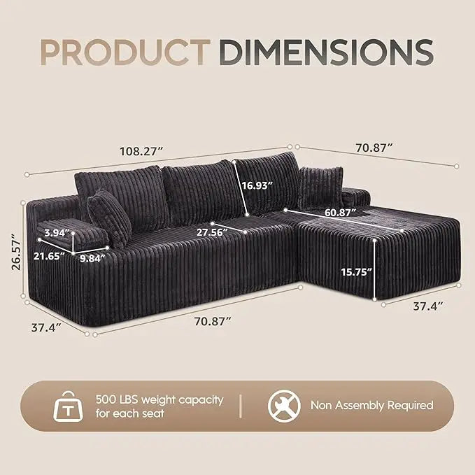 Modular Sectional Sofa Couches 108"