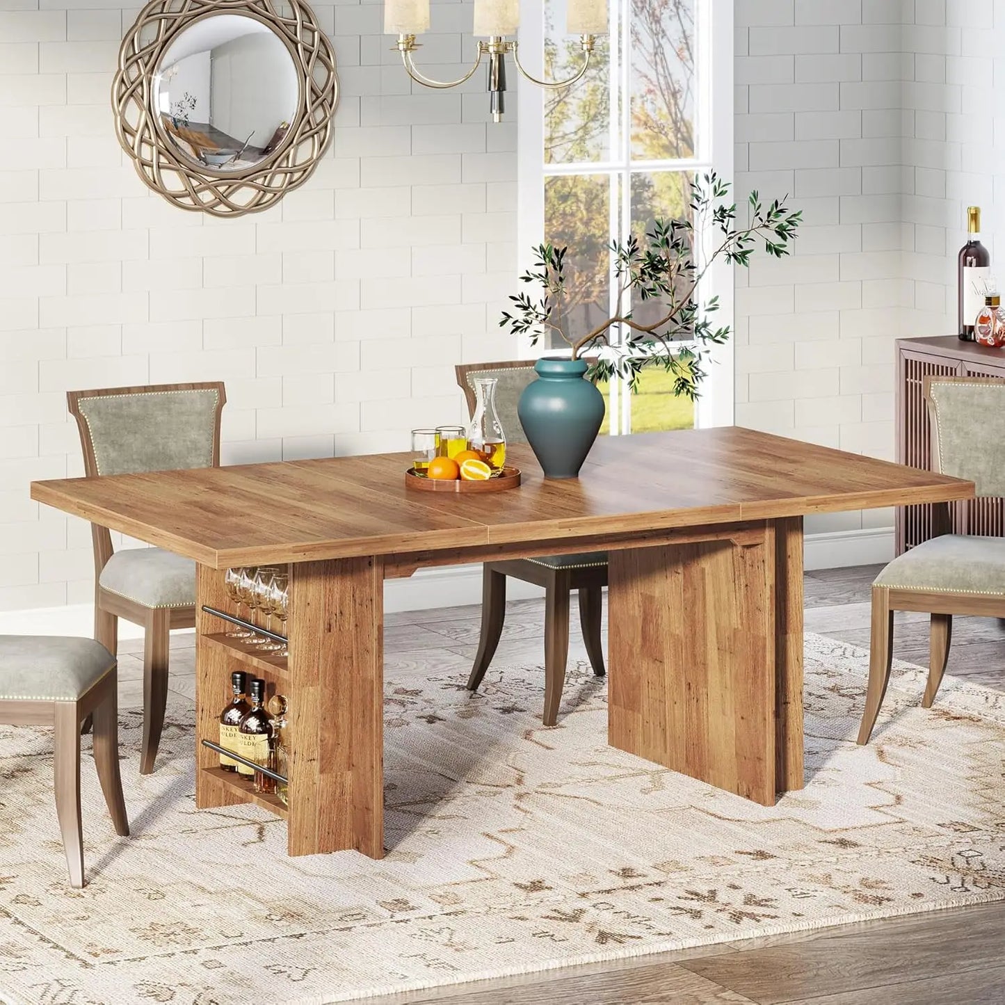 63-Inch Rectangular Kitchen Table with Storage
