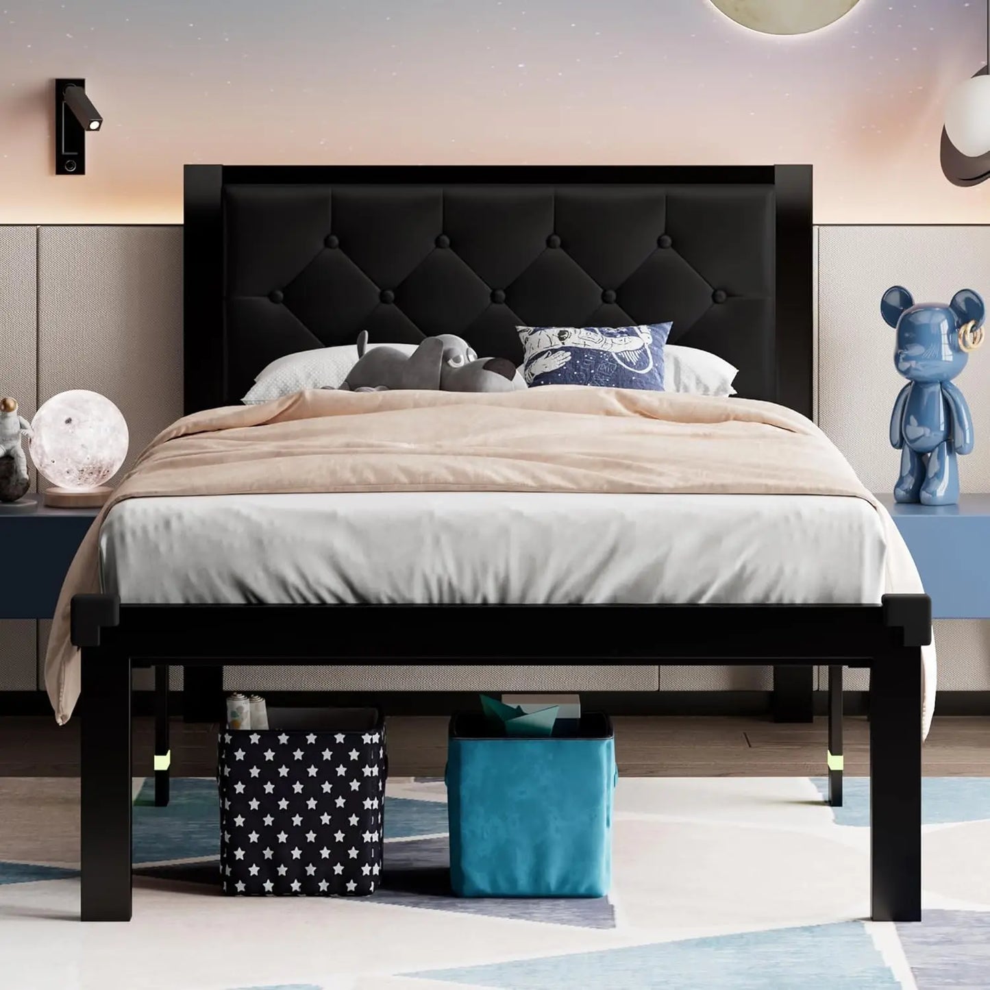 Twin-Queen Heavy-Duty Platform Bed Frame Storage