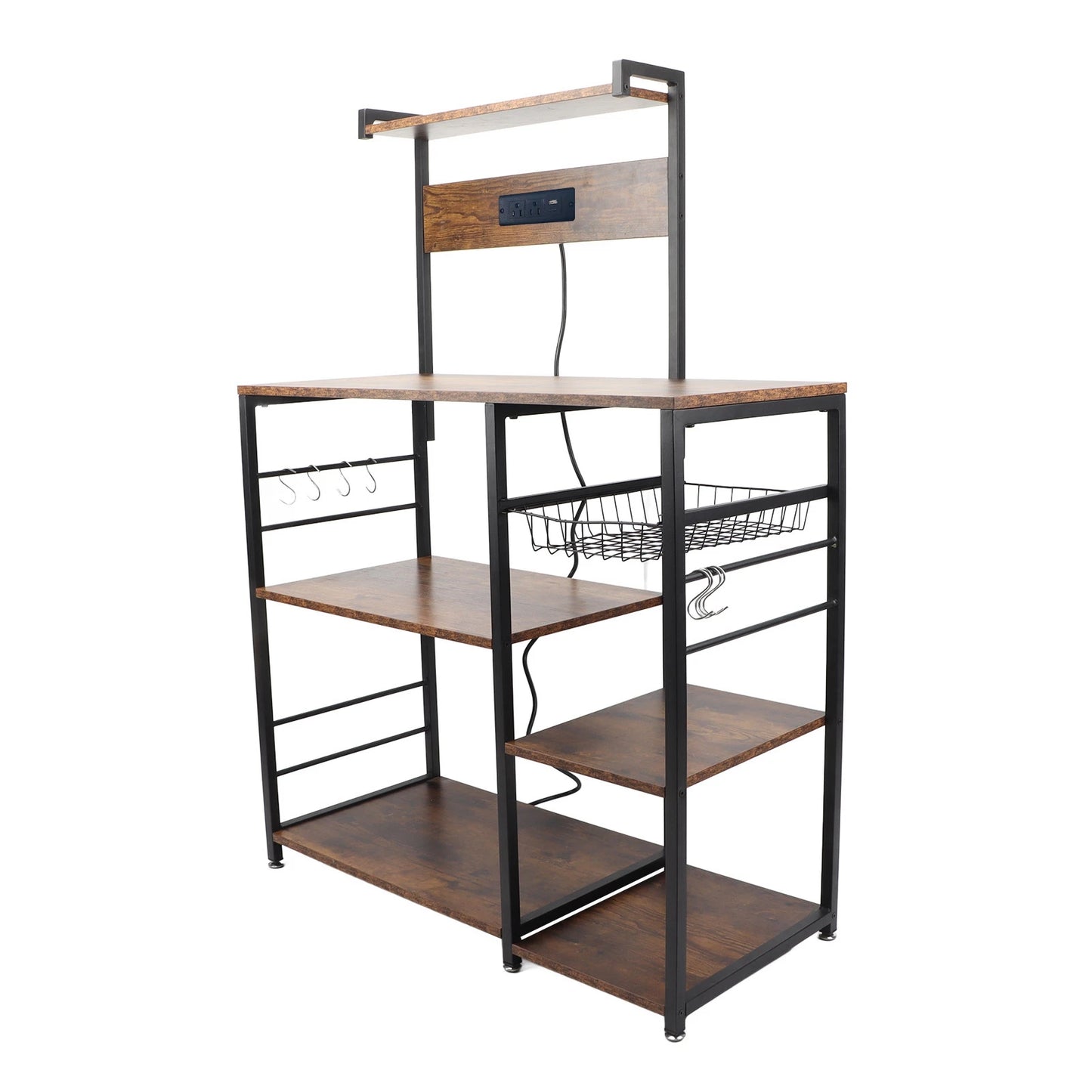 Kitchen Bakers Rack Steel Wood Multi Tier Microwave Oven Stand