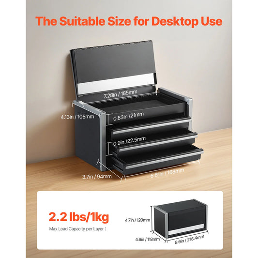 SucceBuy 8.6in 3 Drawers Tool Box