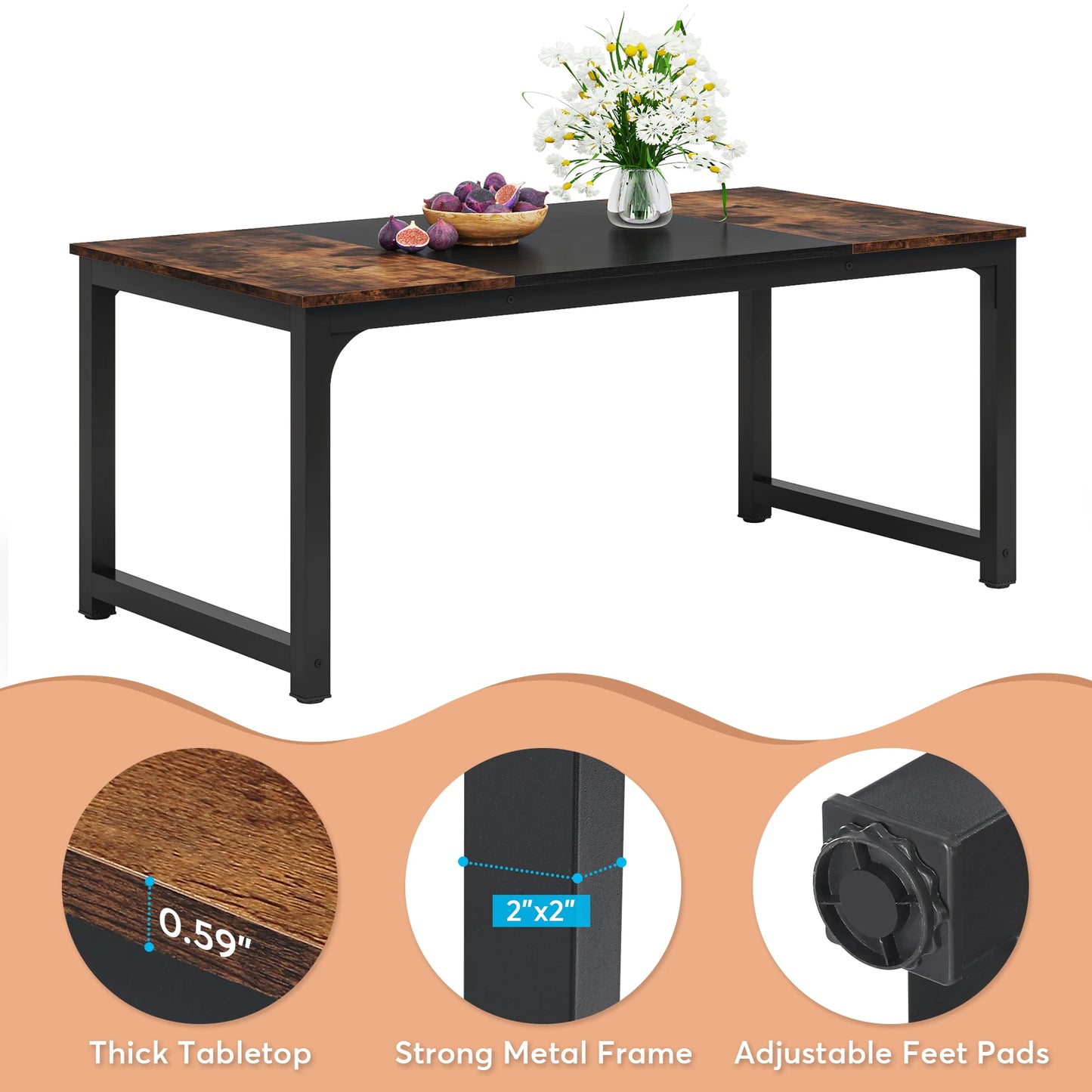 Tribesigns Rectangular Dinner Table for Dining Room