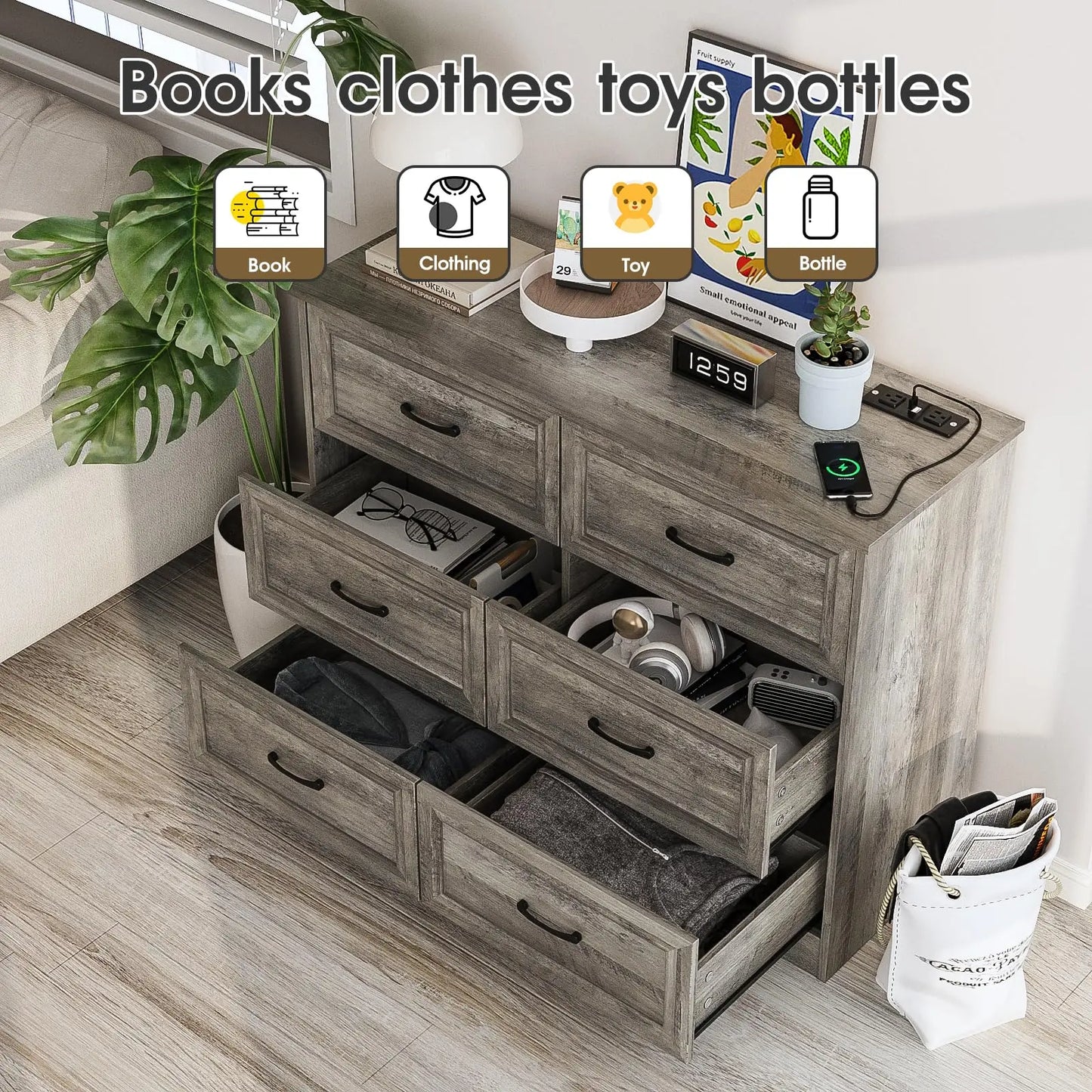 Wood Chest of Drawers