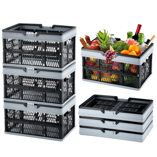 3pcs Foldable Storage Basket Collapsible Shopping Crate with Handle