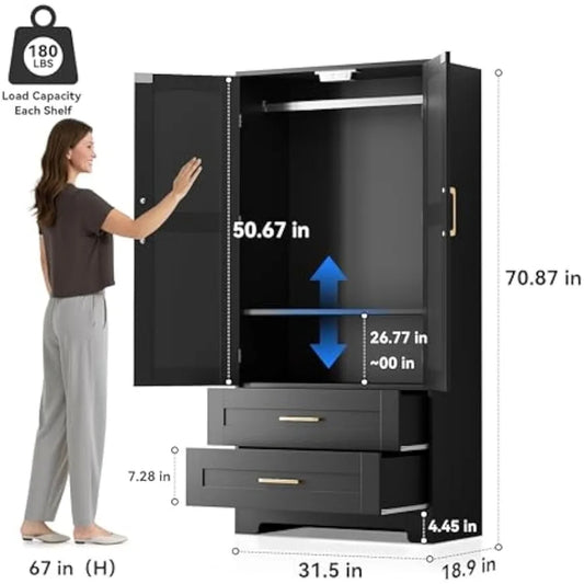 Freestanding Bedroom Armoire Clothing