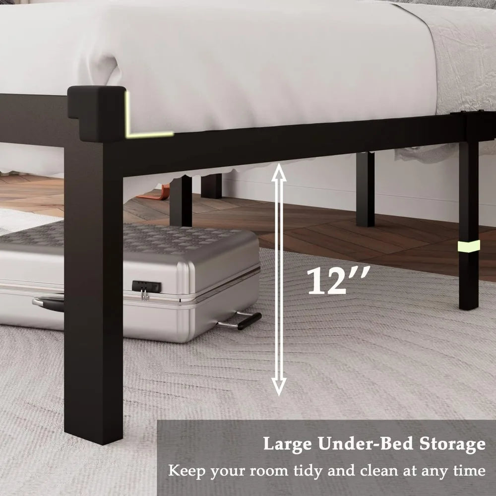 Twin-Queen Heavy-Duty Platform Bed Frame Storage