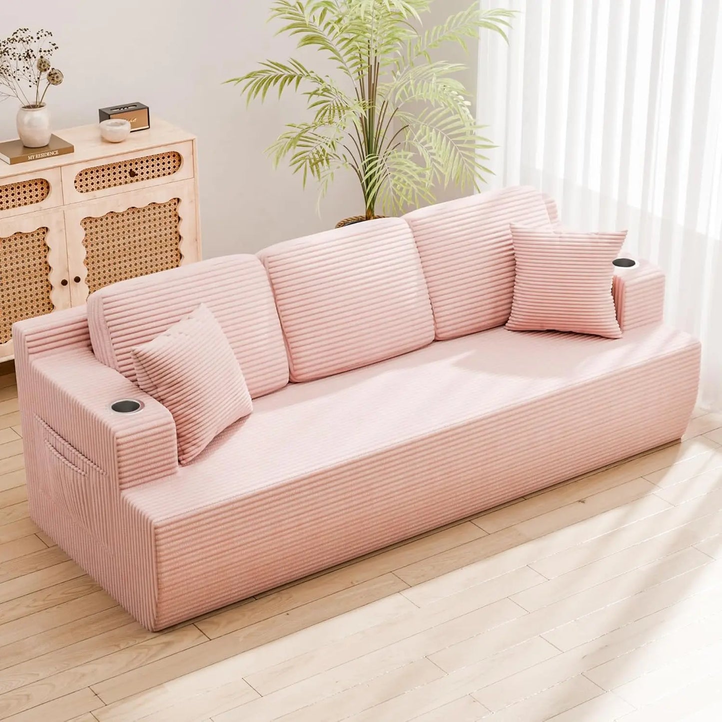 87” Boneless Sofa Couch with 2 Pillows Extra Deep Seats