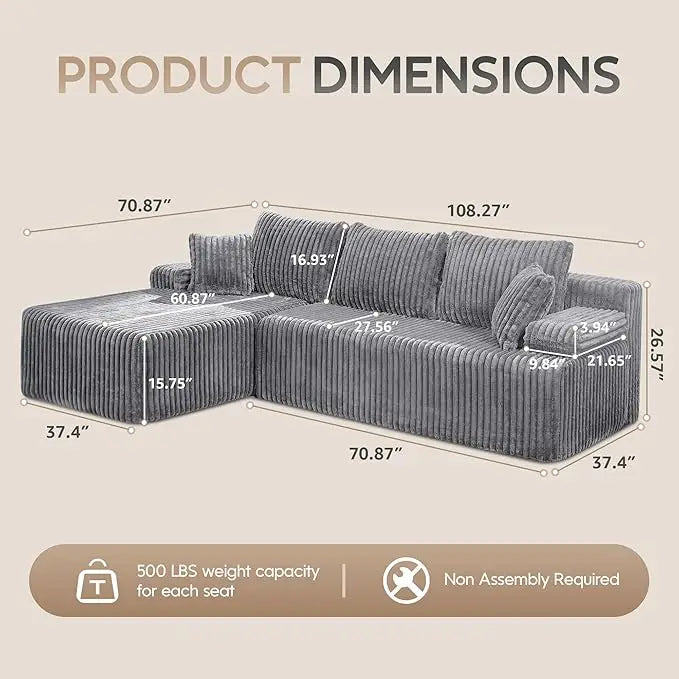 Modular Sectional Sofa Couches 108"