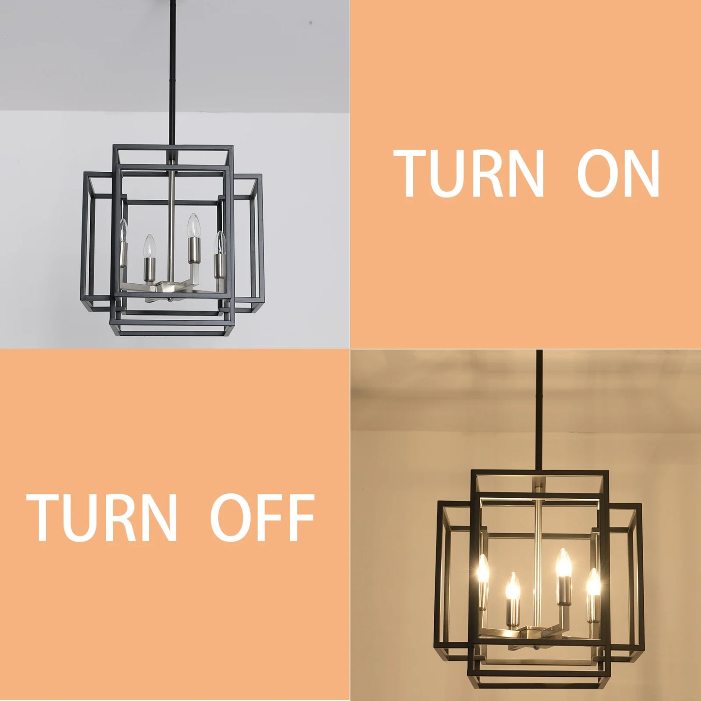 4-Lights Pendant Lights Fixtures Hanging Chandelier