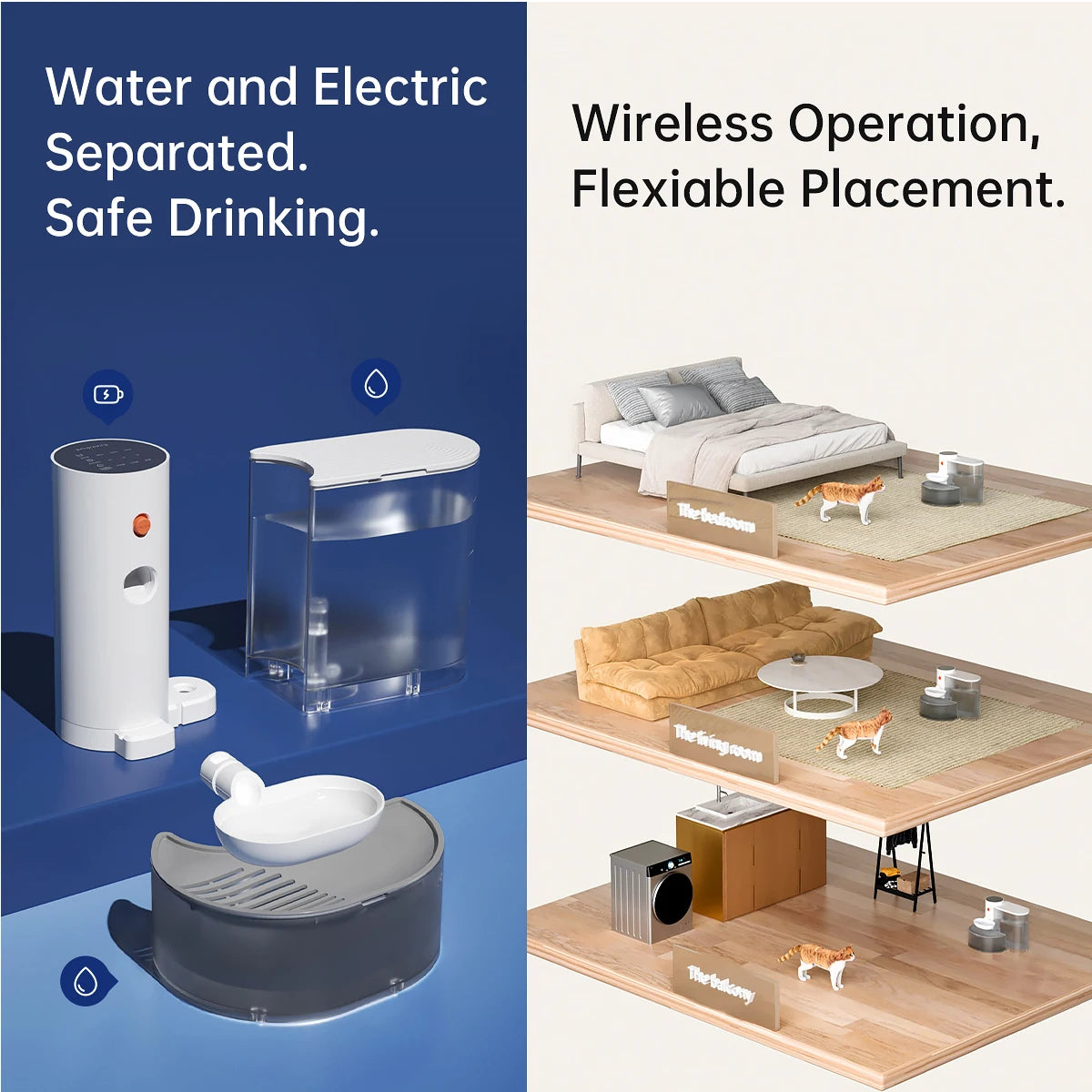 Dumping Dog Water Dispenser Rechargeable Automatic Water Feeder