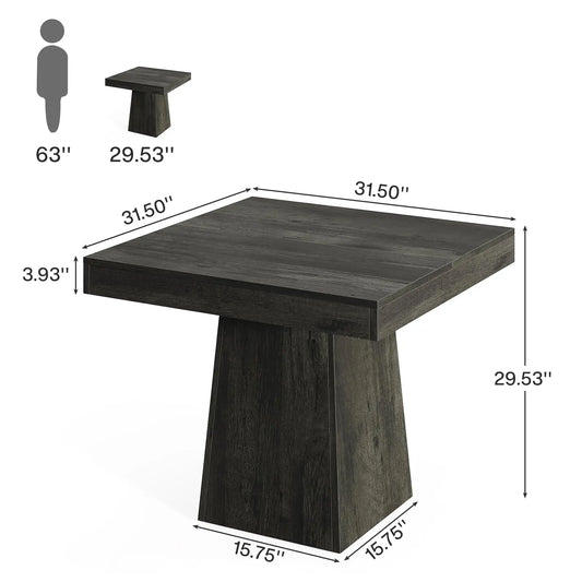 31.5-Inch Kitchen Table Small Dinner Table with Sturdy Pedestal Base