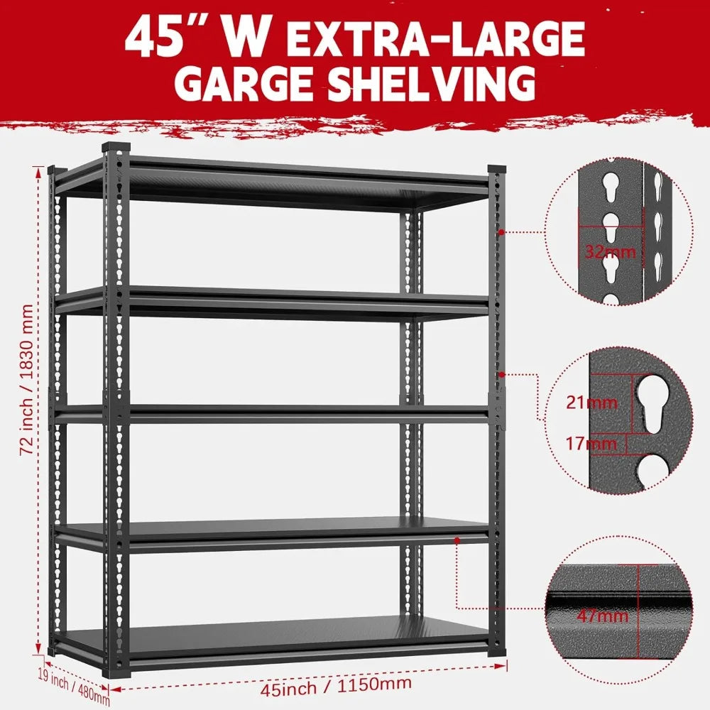 Shelving Unit 3000LBS, Aluminum Metal Shelves for Basement