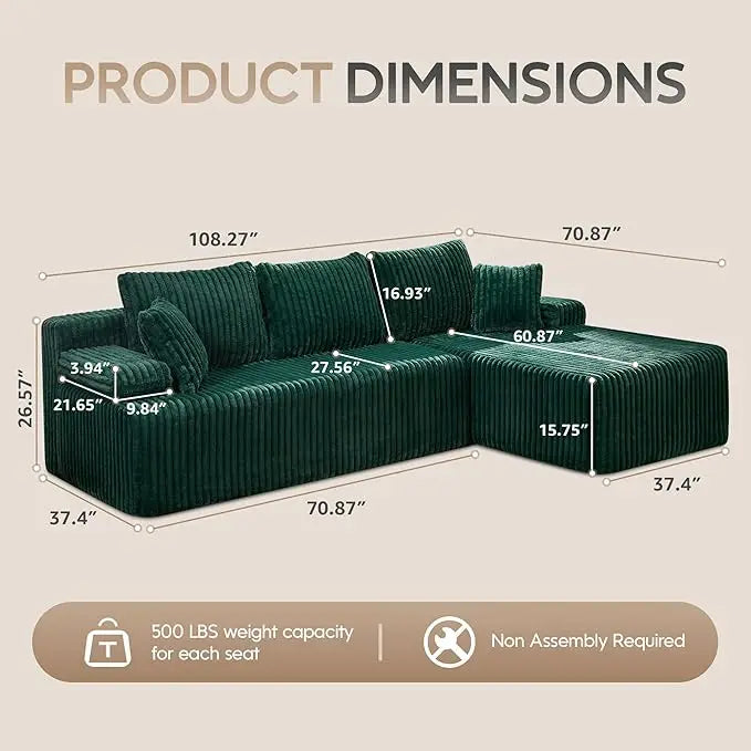 Modular Sectional Sofa Couches 108"