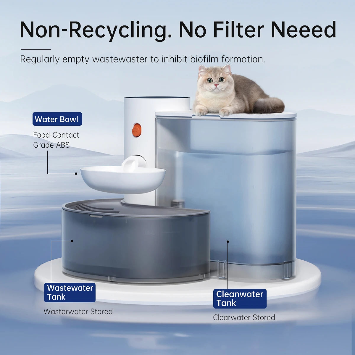 Dumping Dog Water Dispenser Rechargeable Automatic Water Feeder