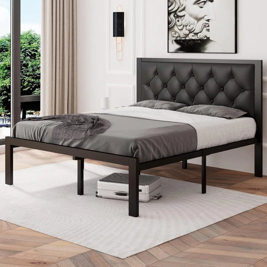 Twin-Queen Heavy-Duty Platform Bed Frame Storage