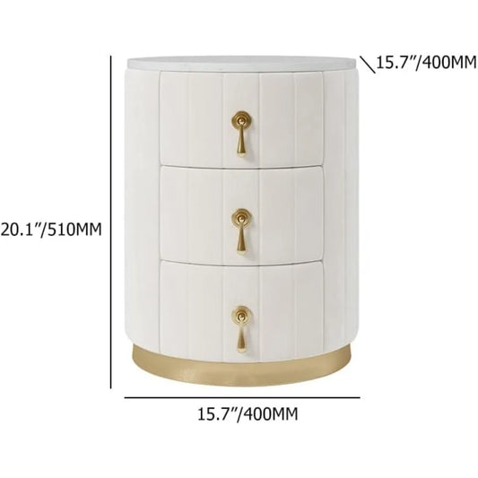 White Velvet Nightstand with Storage