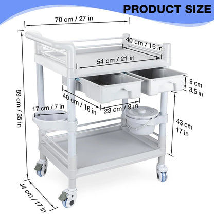 Mobile Trolley Cart with Wheels 2-Shelf