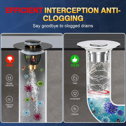 Bathroom Sink Drain Strainer - Pop-Up Filter