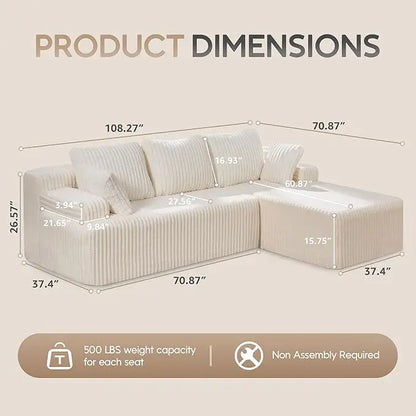 Modular Sectional Sofa Couches 108"