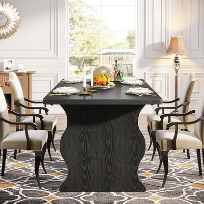 63-Inch Rectangular Modern Kitchen Table, Farmhouse Large Kitchen