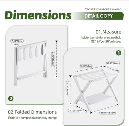 Luggage Rack, Folding Suitcase Stand with Storage Shelf