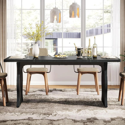 63-Inch Rectangular Modern Kitchen Table, Farmhouse Large Kitchen