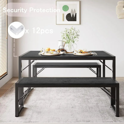 Space-Saving Dining Table Set with Metal Frame & MDF Board