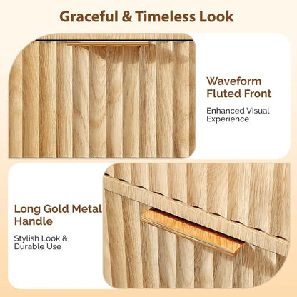 Fluted Wardrobe Closet Armoire