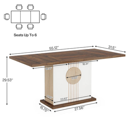 55" Rectangular Farmhouse Wood Dinner Table