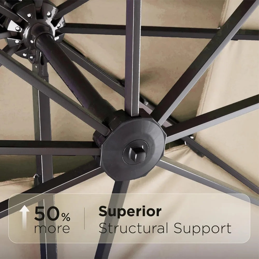 Cantilever Patio Umbrella 360°Rotation Rectangular Outdoor Large Offset Umbrellas Double Top