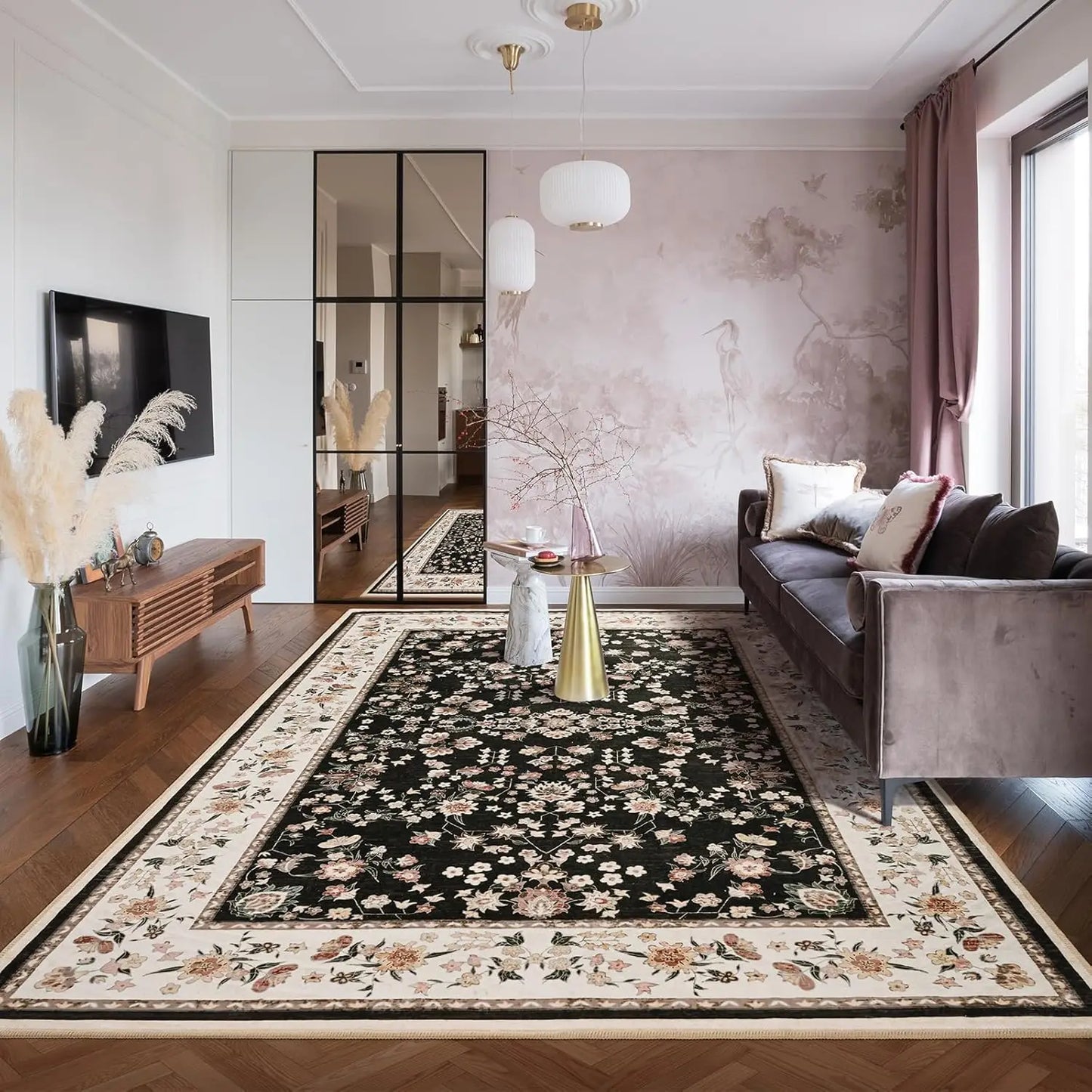 Rug Soft Low Pile Non Slip Carpet for Living Room