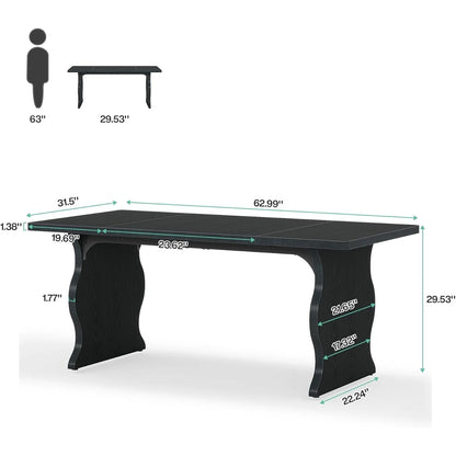 63-Inch Rectangular Modern Kitchen Table, Farmhouse Large Kitchen